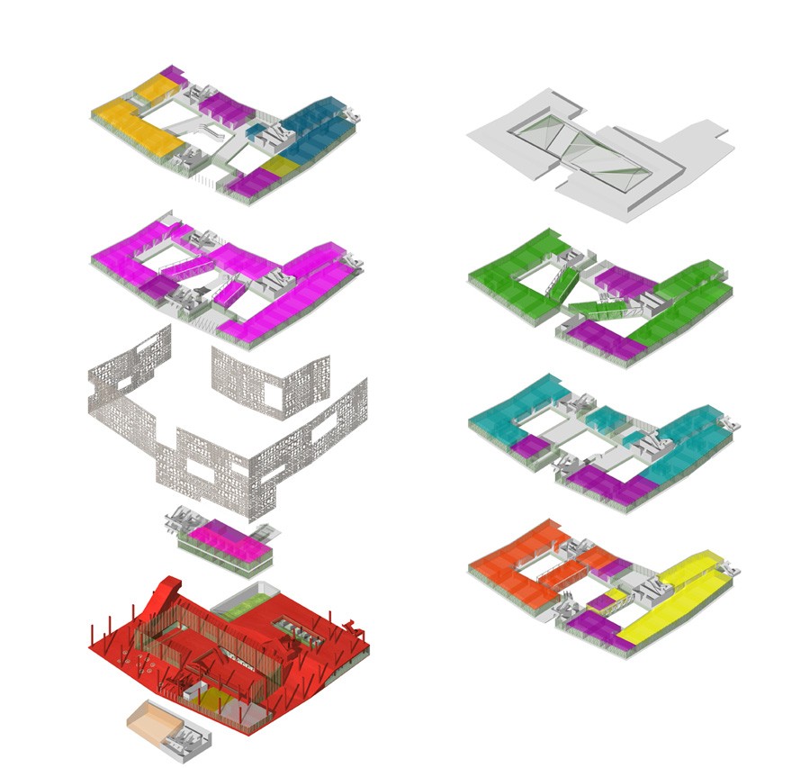 fragmented program axonometry Université de Jussieu