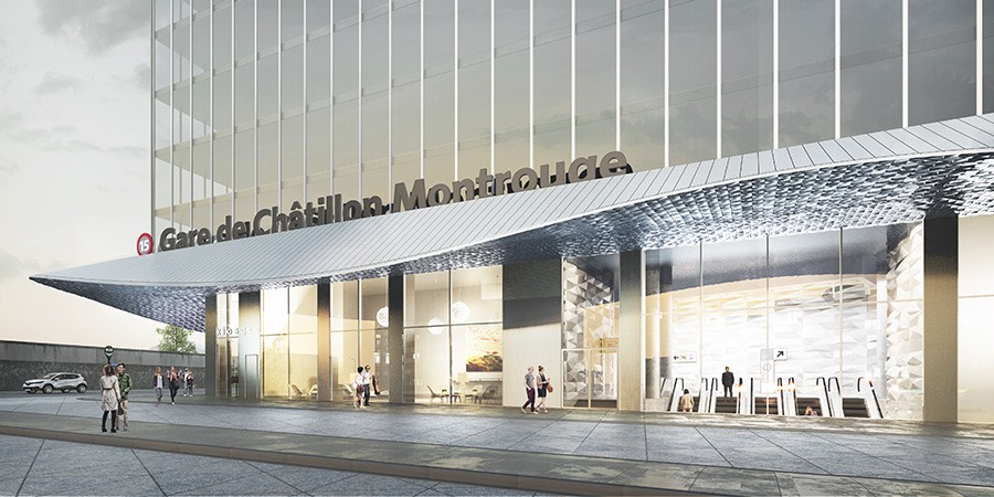 Credits image l'Autre Image / Vue extérieure de la façade / Phase PRO-b Périphériques Marin+Trottin + Jumeau / Gare de Châtillon Montrouge